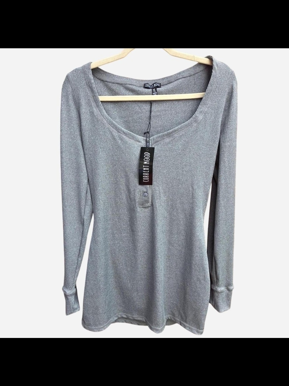 DOLLSKILL Current Mood Gray Long Sleeve Scoop Henley Dress